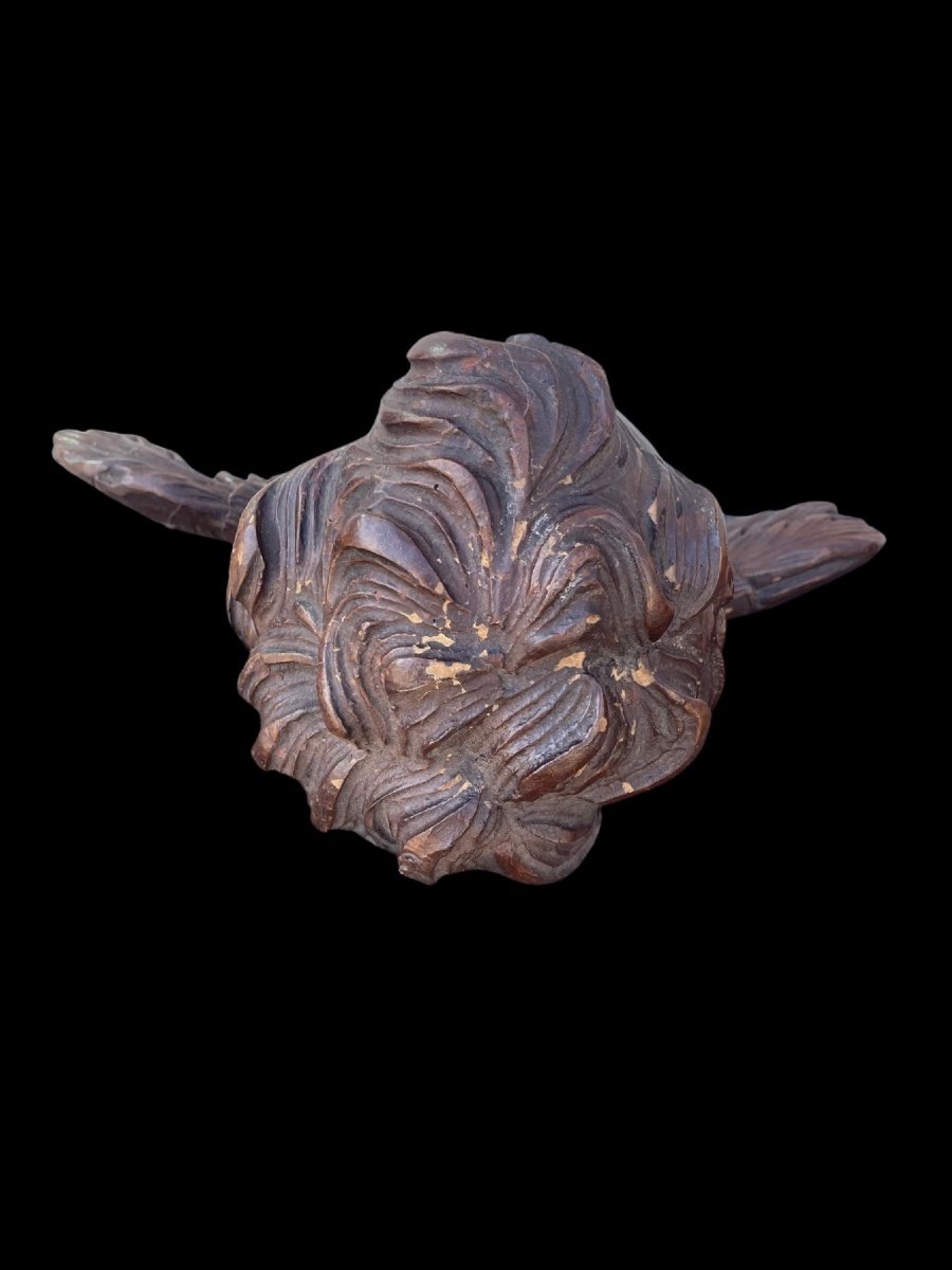 Paire d'Angelots En Bois Sculpté Et Peint Marbré. Ligurie. -photo-3