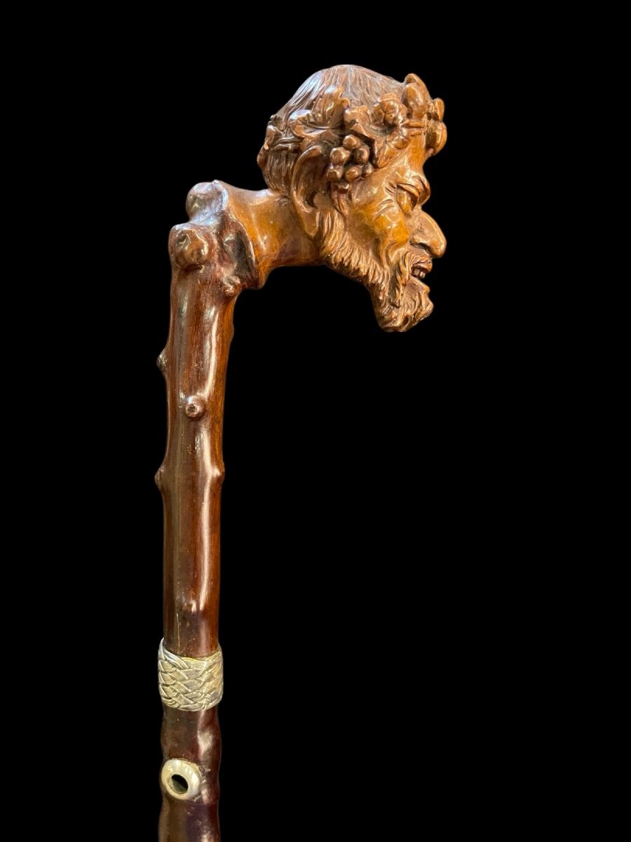 Stick With Boxwood Knob Depicting A Satyr's Head -photo-2