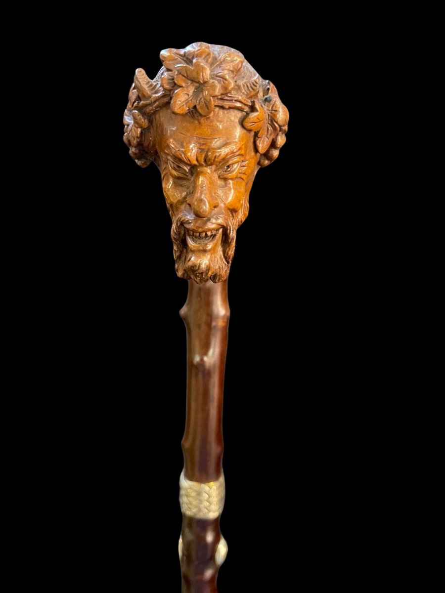Stick With Boxwood Knob Depicting A Satyr's Head -photo-4