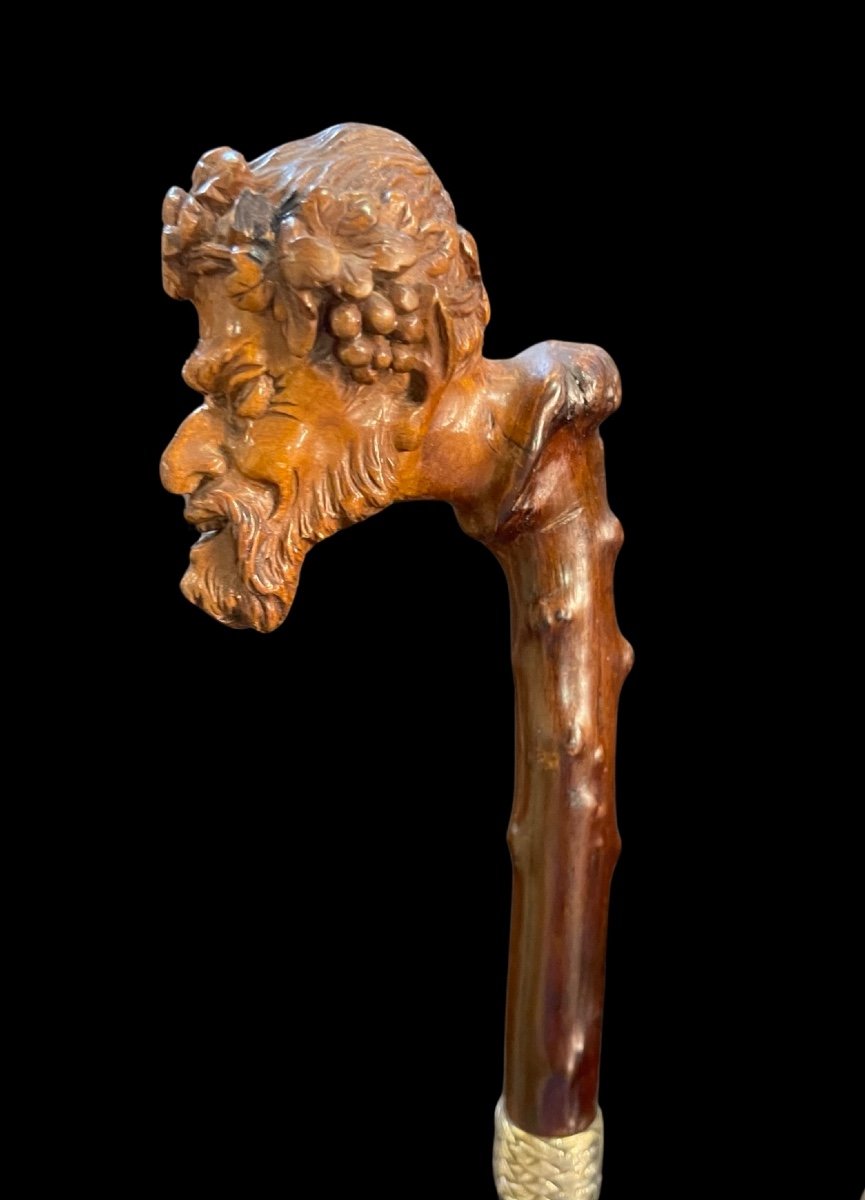 Stick With Boxwood Knob Depicting A Satyr's Head 