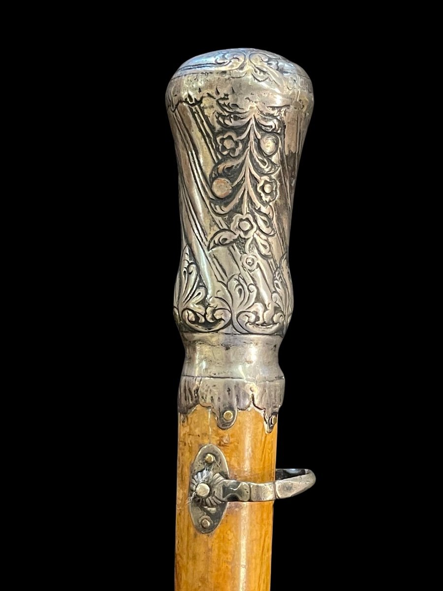 Silver 'compagnon' Ceremony Stick With Stylized Floral And Geometric Motifs. -photo-2