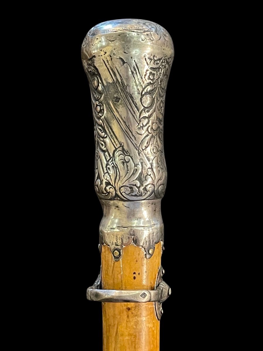 Silver 'compagnon' Ceremony Stick With Stylized Floral And Geometric Motifs. -photo-1