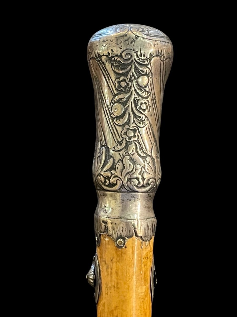 Silver 'compagnon' Ceremony Stick With Stylized Floral And Geometric Motifs. -photo-2