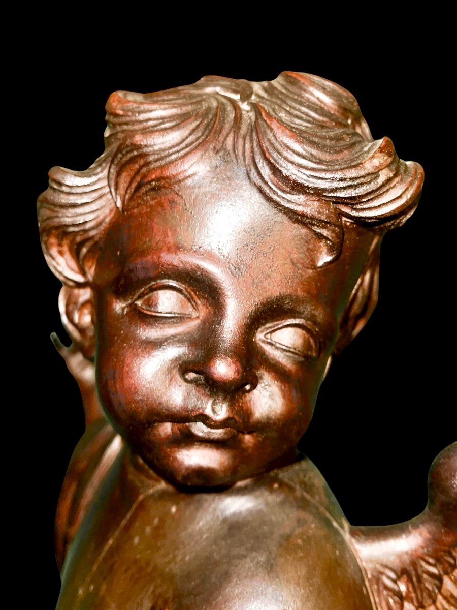 Paire d'Anges En Pied En Bois Sculpté, Non Peint, à Accrocher Au Mur. Ligurie. -photo-2