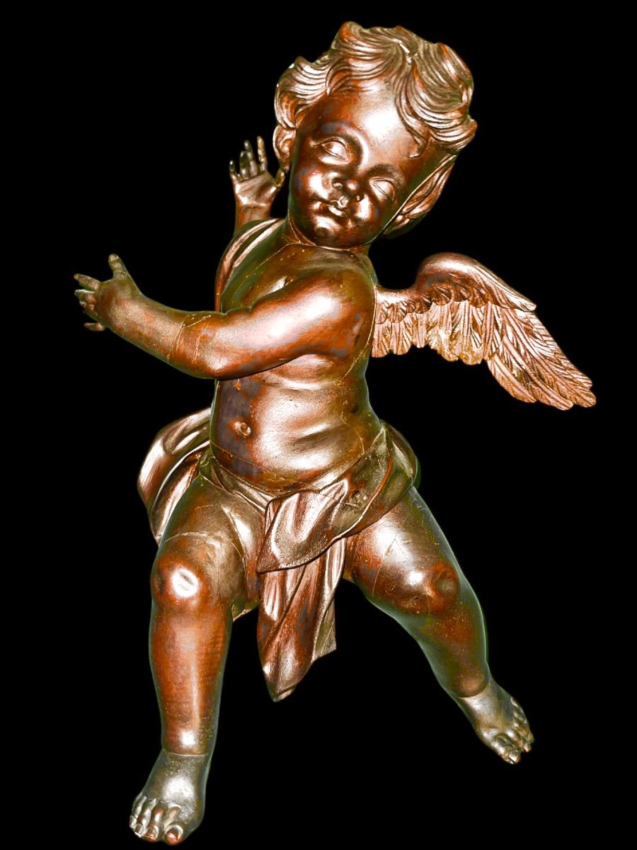 Paire d'Anges En Pied En Bois Sculpté, Non Peint, à Accrocher Au Mur. Ligurie. -photo-4
