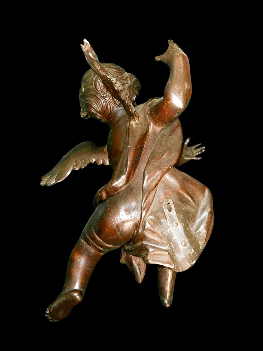 Paire d'Anges En Pied En Bois Sculpté, Non Peint, à Accrocher Au Mur. Ligurie. -photo-2
