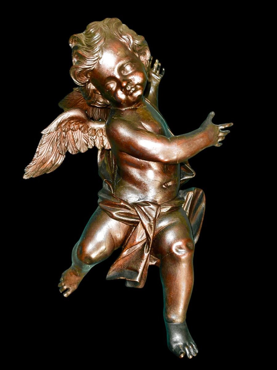 Paire d'Anges En Pied En Bois Sculpté, Non Peint, à Accrocher Au Mur. Ligurie. -photo-3