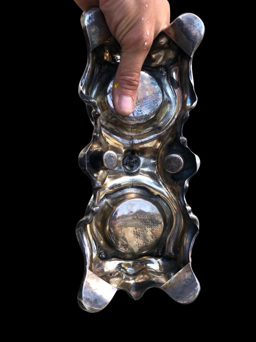 Embossed Silver Cruet With Art Nouveau Motifs. Minerva Punch. France. -photo-2