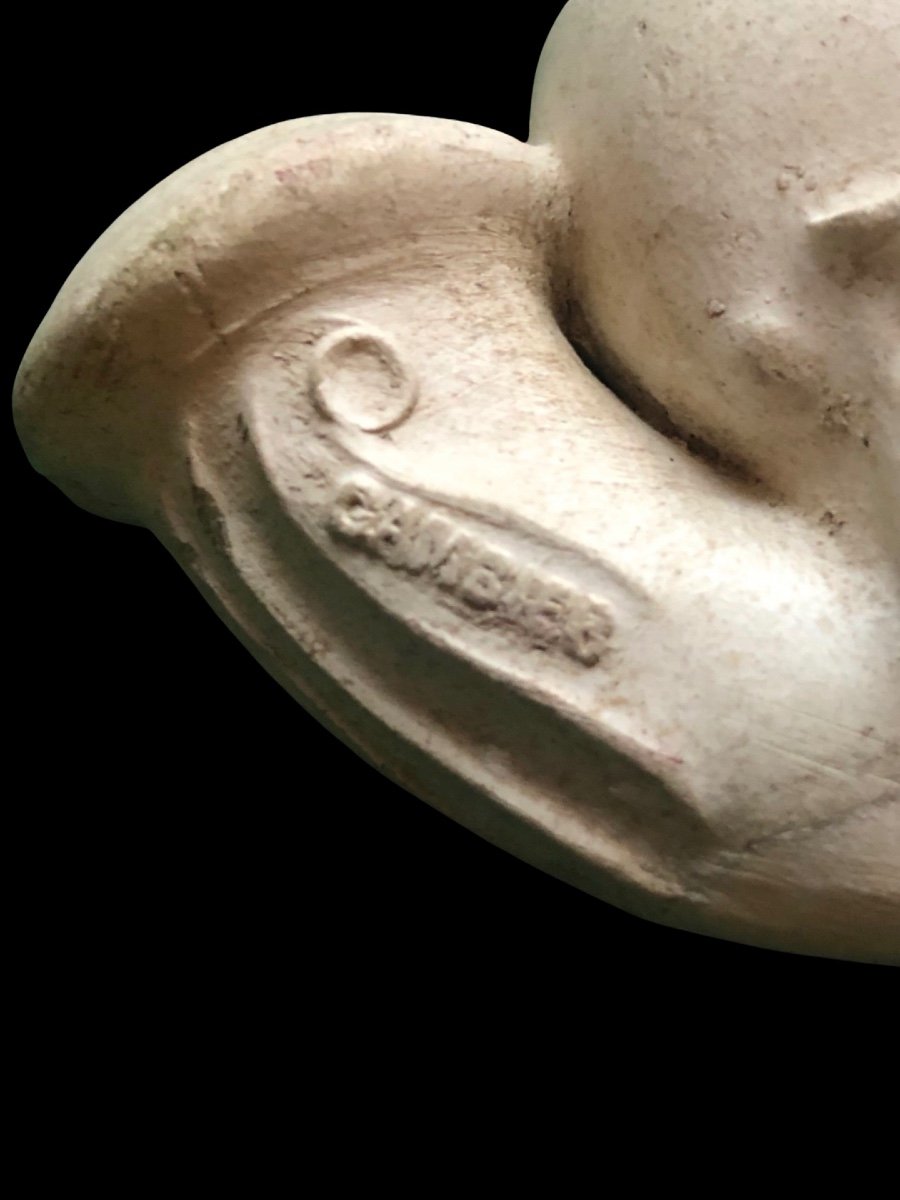 Terracotta Pipe Depicting A Skull. Gambier Manufacture, Paris. -photo-3