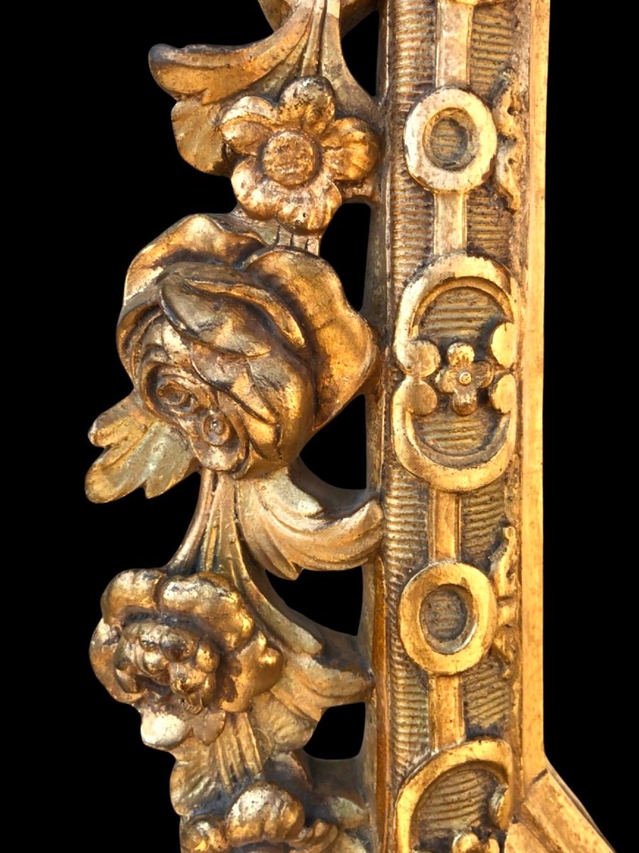 Frame - Mirror In Carved And Gilded Wood With Floral And Rocaille Motifs. -photo-3
