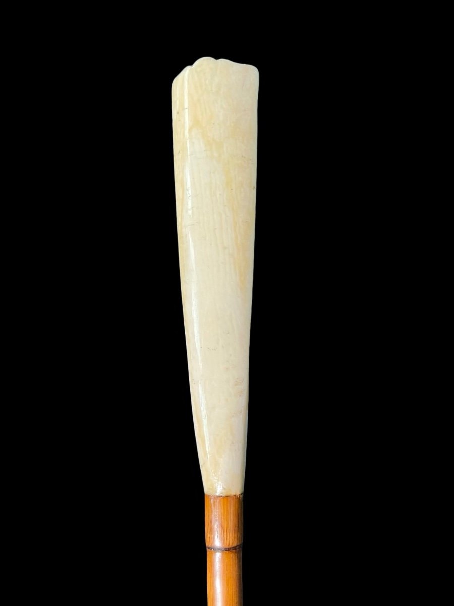 Walking Stick With ‘plume’ Knob With High Relief Figure Of A Child Playing With A Cat. -photo-3