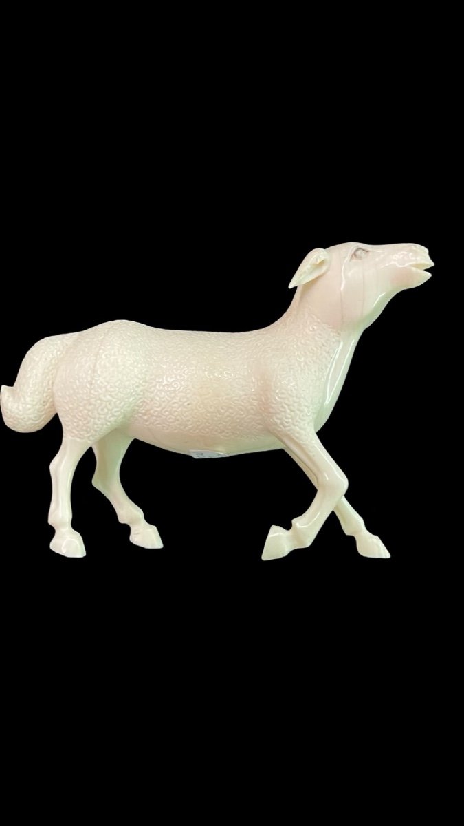 Ivory Sculpture Depicting A Sheep. France. 