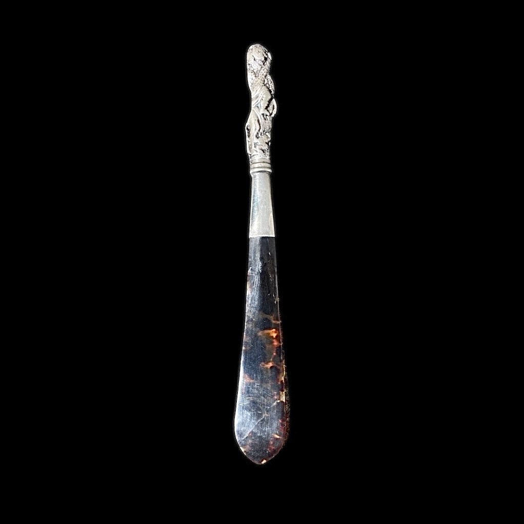 Silver And Tortoise Letter Opener Depicting Saint George And The Dragon. -photo-3