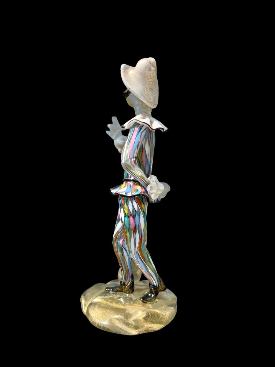 Sculpture En Verre 'arlequin' En Verre Lourd Avec Retortoli Zanfirico -photo-4