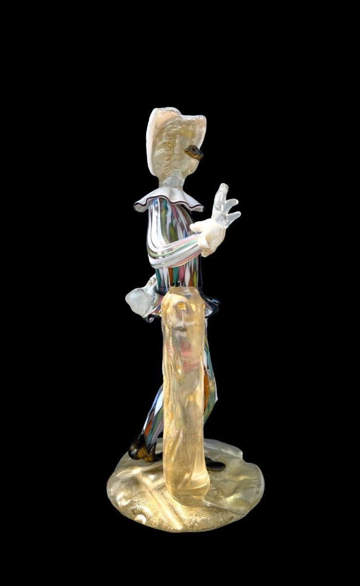 Sculpture En Verre 'arlequin' En Verre Lourd Avec Retortoli Zanfirico -photo-2