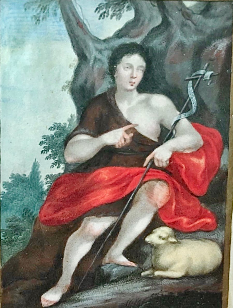 Petit Tableau, Tempera Sur Papier, Jeune Saint Jean-baptiste -photo-2