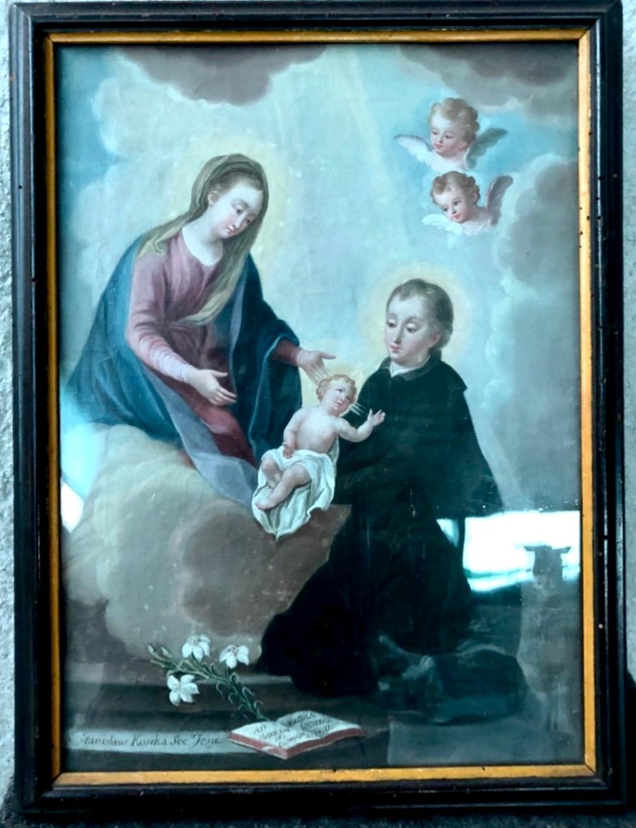 Peinture à l'Huile Sur Toile Représentant Saint Stanislas Kostka