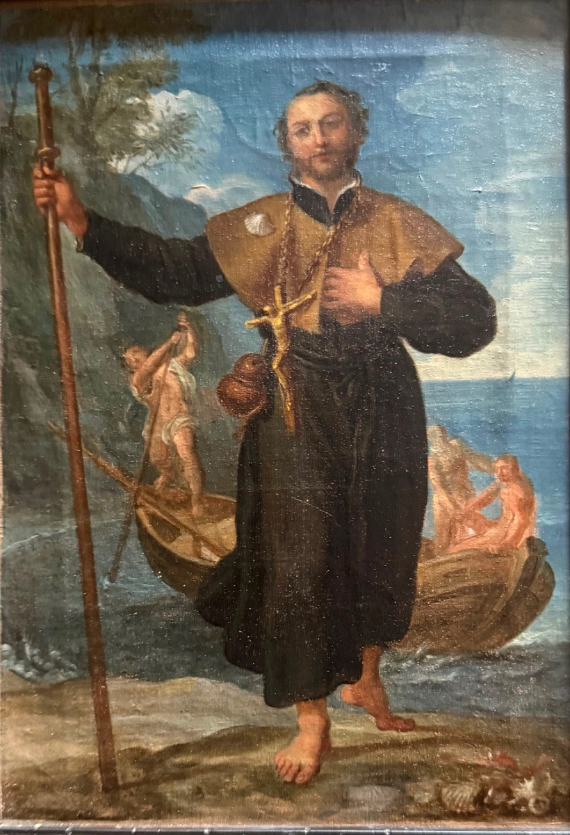 Oil Painting On Canvas Depicting Saint Rocco The Pilgrim. -photo-2