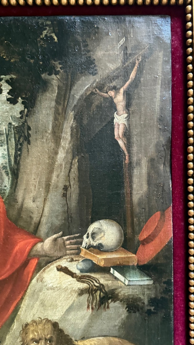 Oil On Canvas Depicting Saint Jerome Penitent. -photo-3
