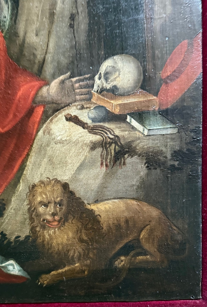 Oil On Canvas Depicting Saint Jerome Penitent. -photo-4