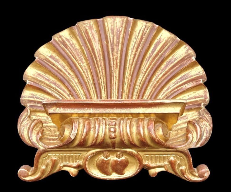 Shell-shaped Lectern In Carved And Gilded Wood With Rocaille Motifs. -photo-2
