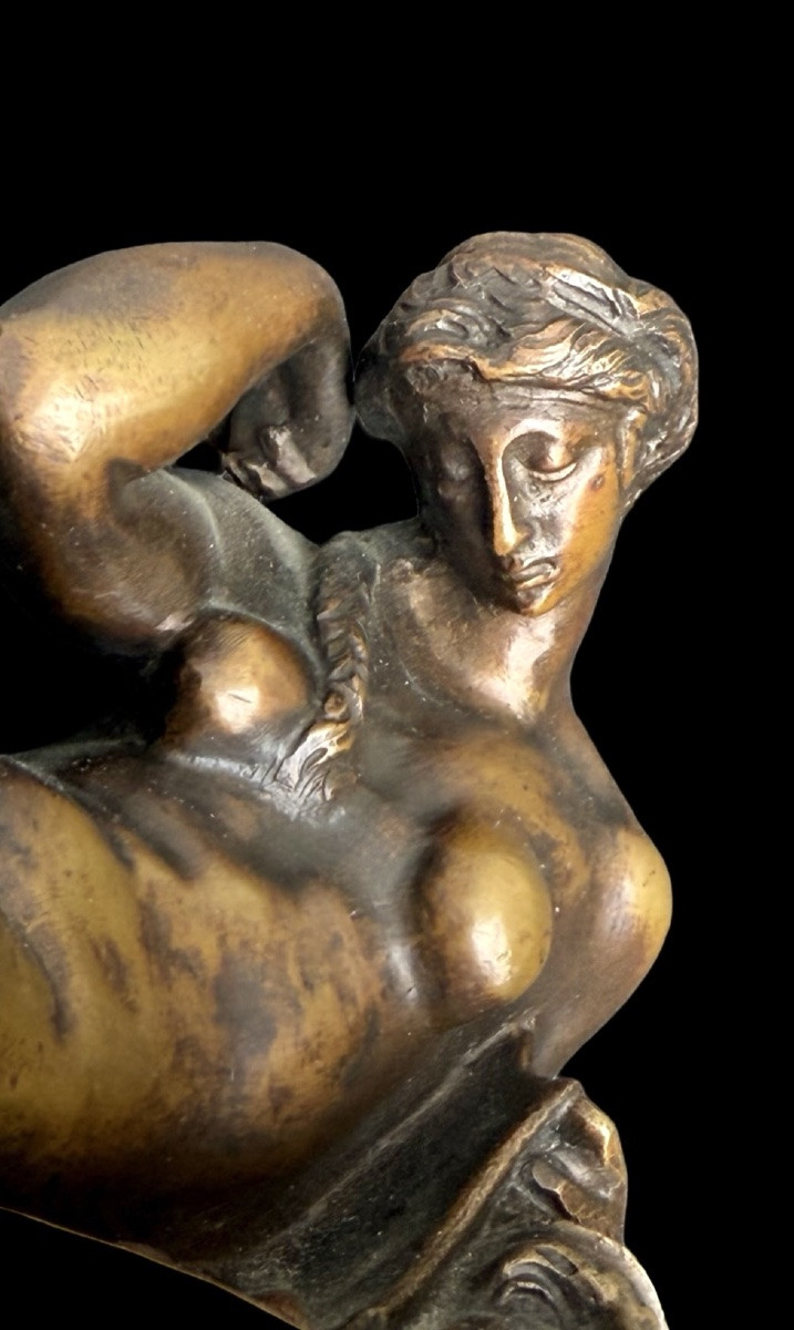 Paire de serre-livres en bronze représentant l'Aurore et le Crépuscule .-photo-1