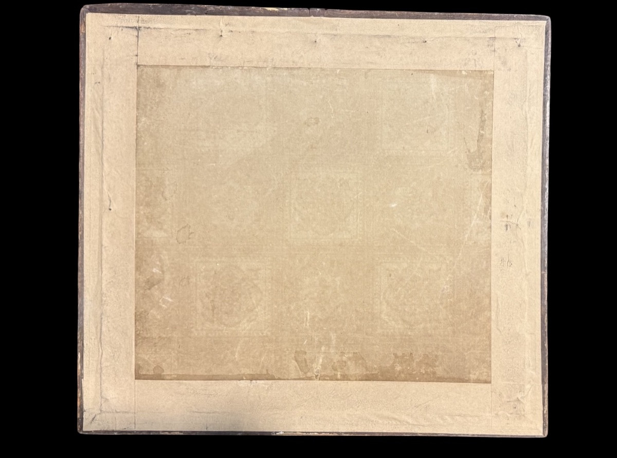 Framed Panel With Flower Vase Embroidered On Fabric. -photo-2