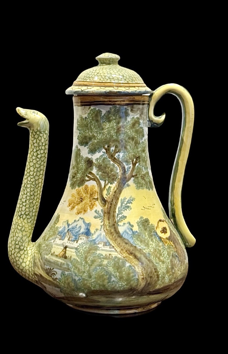 Pear-shaped Majolica Coffee Pot With A Snake-shaped Spout.-photo-2