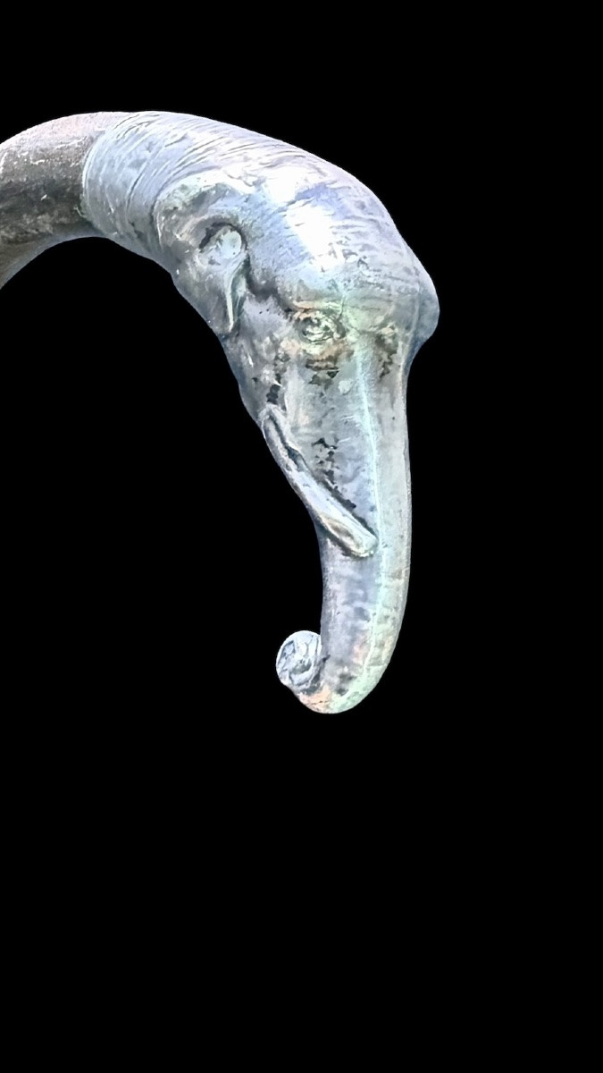 Walking Stick With A Silver Elephant-head Knob. -photo-2
