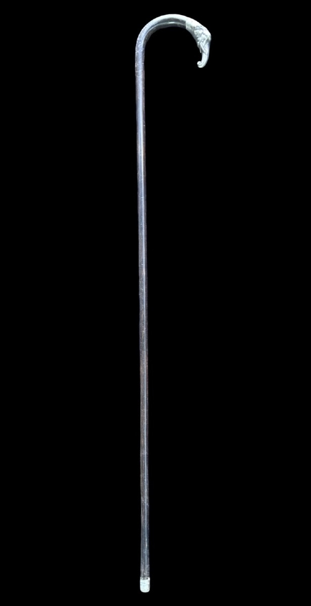 Walking Stick With A Silver Elephant-head Knob. -photo-1