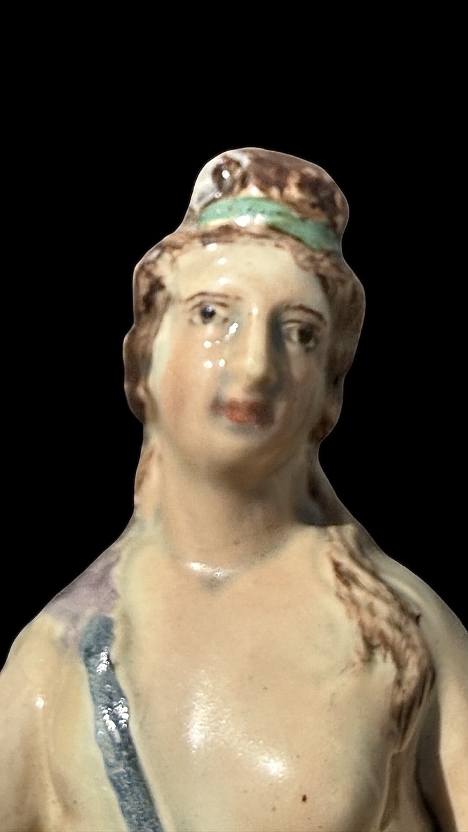 Polychrome Earthenware (pearlware) Figurine Of Venus With A Dolphin And A Cherub. England.-photo-1