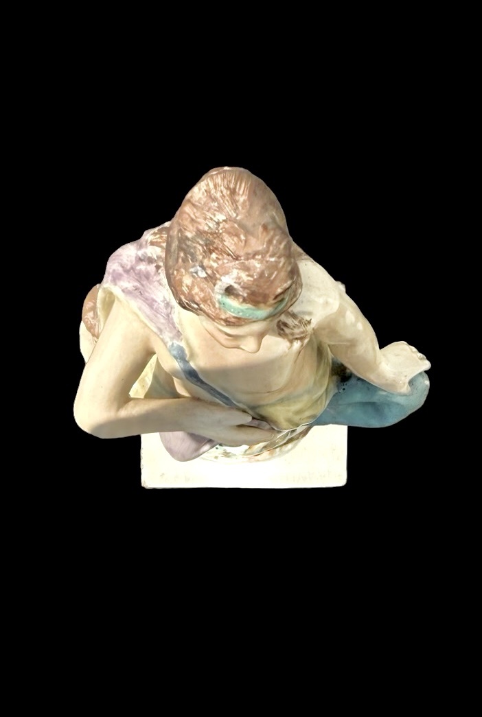 Polychrome Earthenware (pearlware) Figurine Of Venus With A Dolphin And A Cherub. England.-photo-2