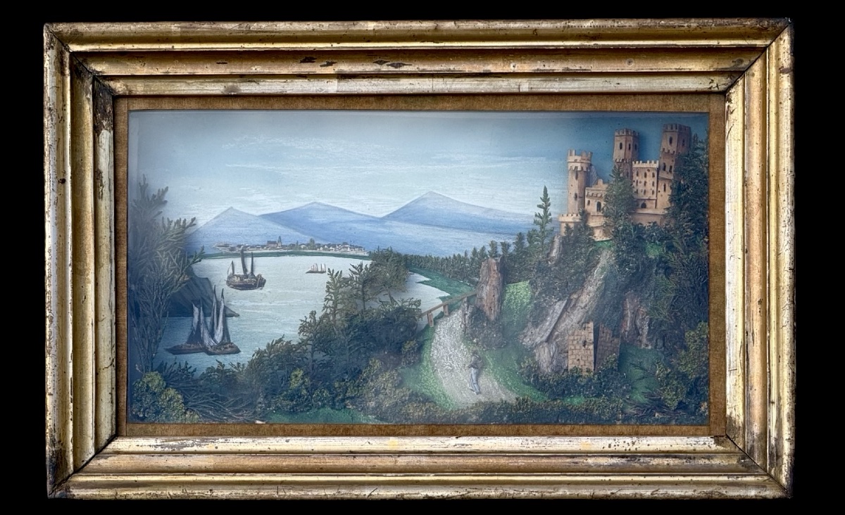 Perspective Painting - Three-dimensional Diorama In A Frame With Protective Glass 