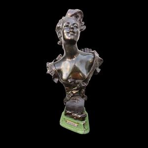 Female Bust Bronze Sculpture.signed: La Grieuse.author: Hippolyte Moureau.france.