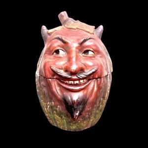 Terracotta Snuffbox Depicting A Pumpkin In The Shape Of A Smiling Mephistopheles Head. France