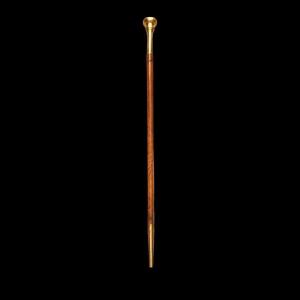 'compagnon' Ceremonial Stick With Bronze Knob With Engraved Symbol And Rattan Barrel. France. 