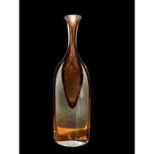 Morandiana' Bottle In Heavy Submerged Glass. Flavio Poli, Seguso Glass Art. Murano. 