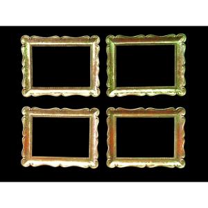 Four Cabaret-style Frames In Carved Wood With Foliate Spiral Motifs And Gold Leaf. 