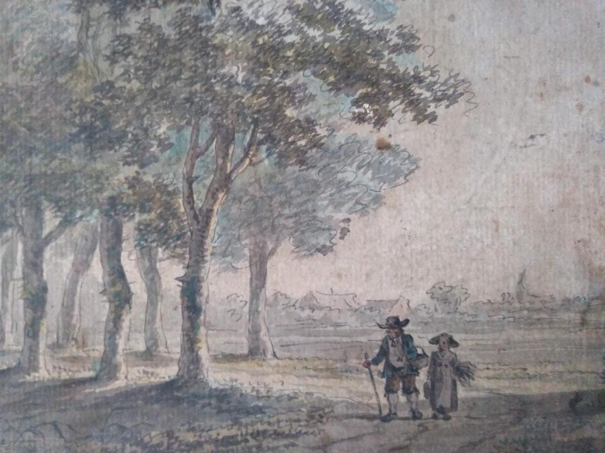 Dessin Ancien. Ec. Hollandais Du XVIII Siècle-photo-2