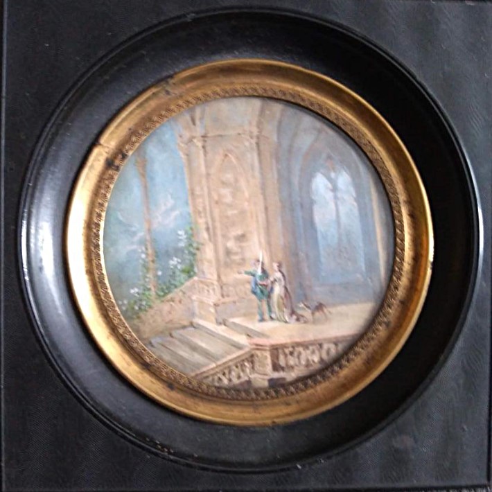 Miniature. Ecole Troubadour Début XIXéme. -photo-2