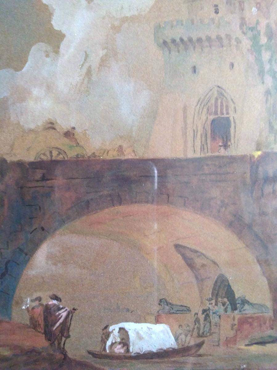 Dessin Ancien. Ec. FranÇaise XIXÈme. Attrib. Hubert Robert (1733-1808) -photo-2