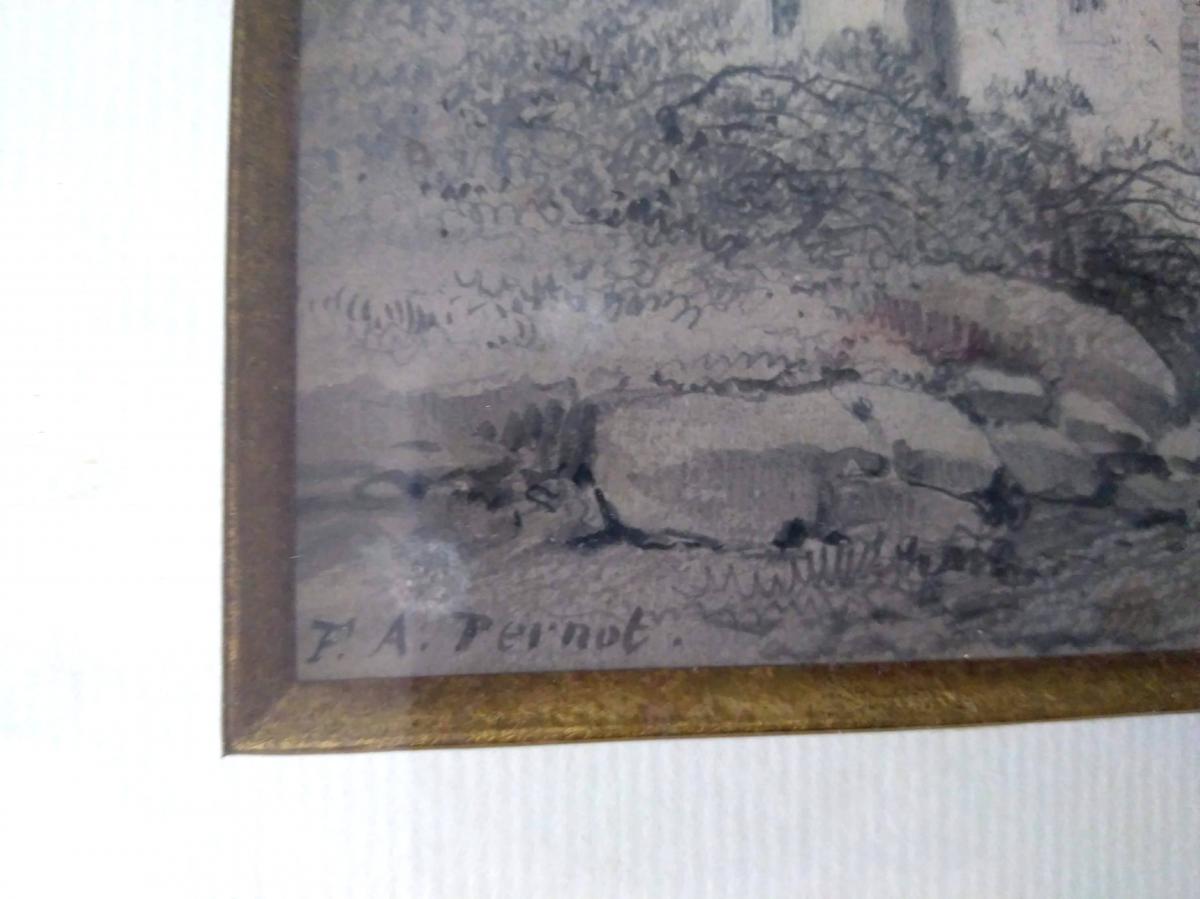 Dessin Ecole FranÇaise XIXÈme. Signé Pernot (1793- 1865). -photo-3
