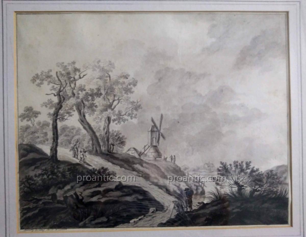 Paire Dessins Flamands XVIII Siécle Signés "Genelly"