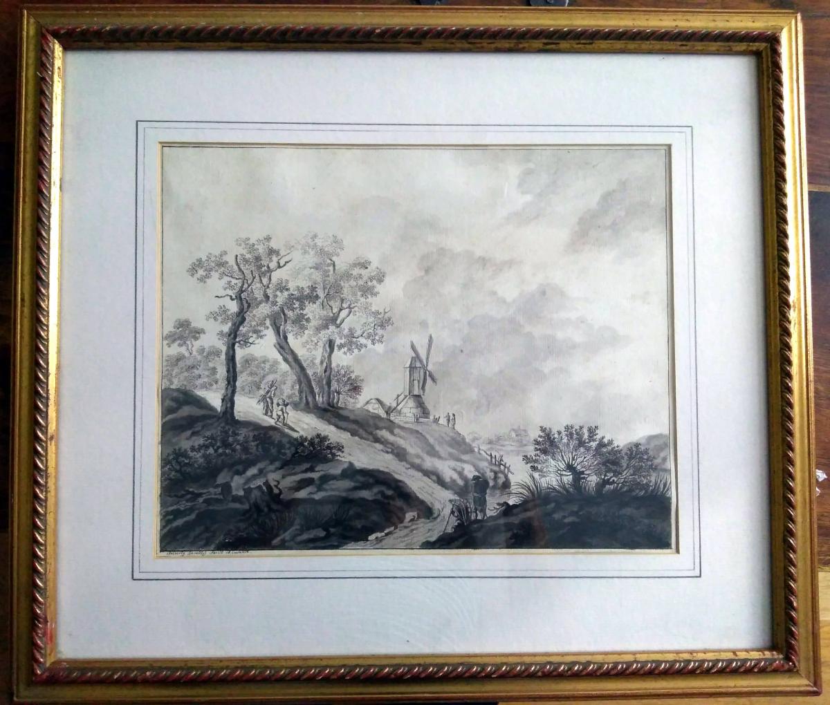 Paire Dessins Flamands XVIII Siécle Signés "Genelly"-photo-3