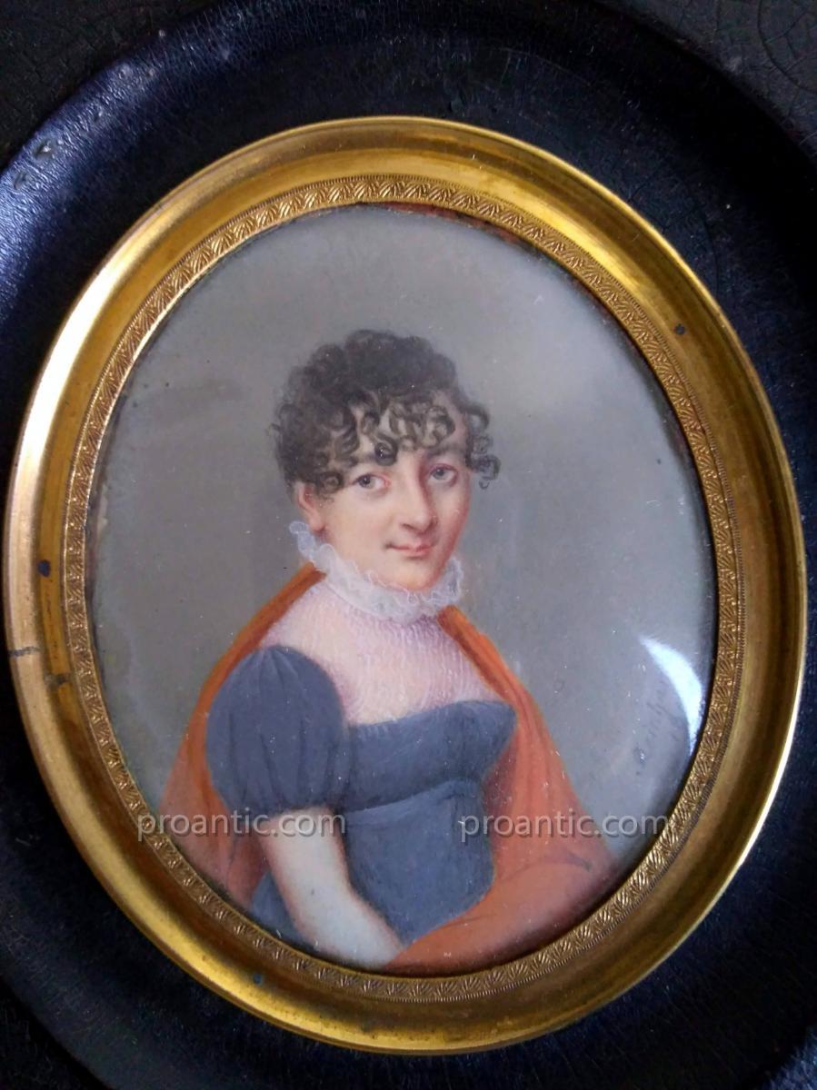 Paire De Miniatures Portraits Signées -photo-2