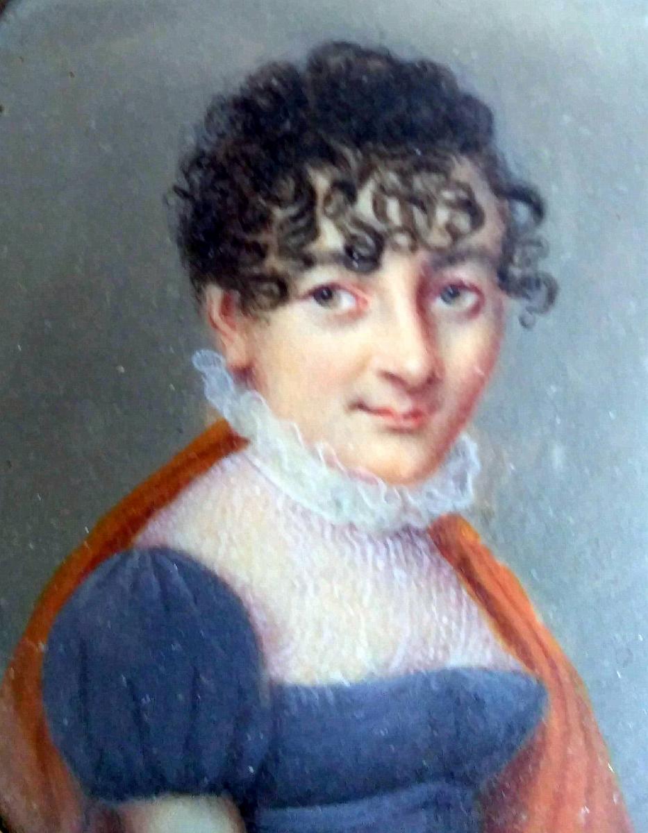 Paire De Miniatures Portraits Signées -photo-2