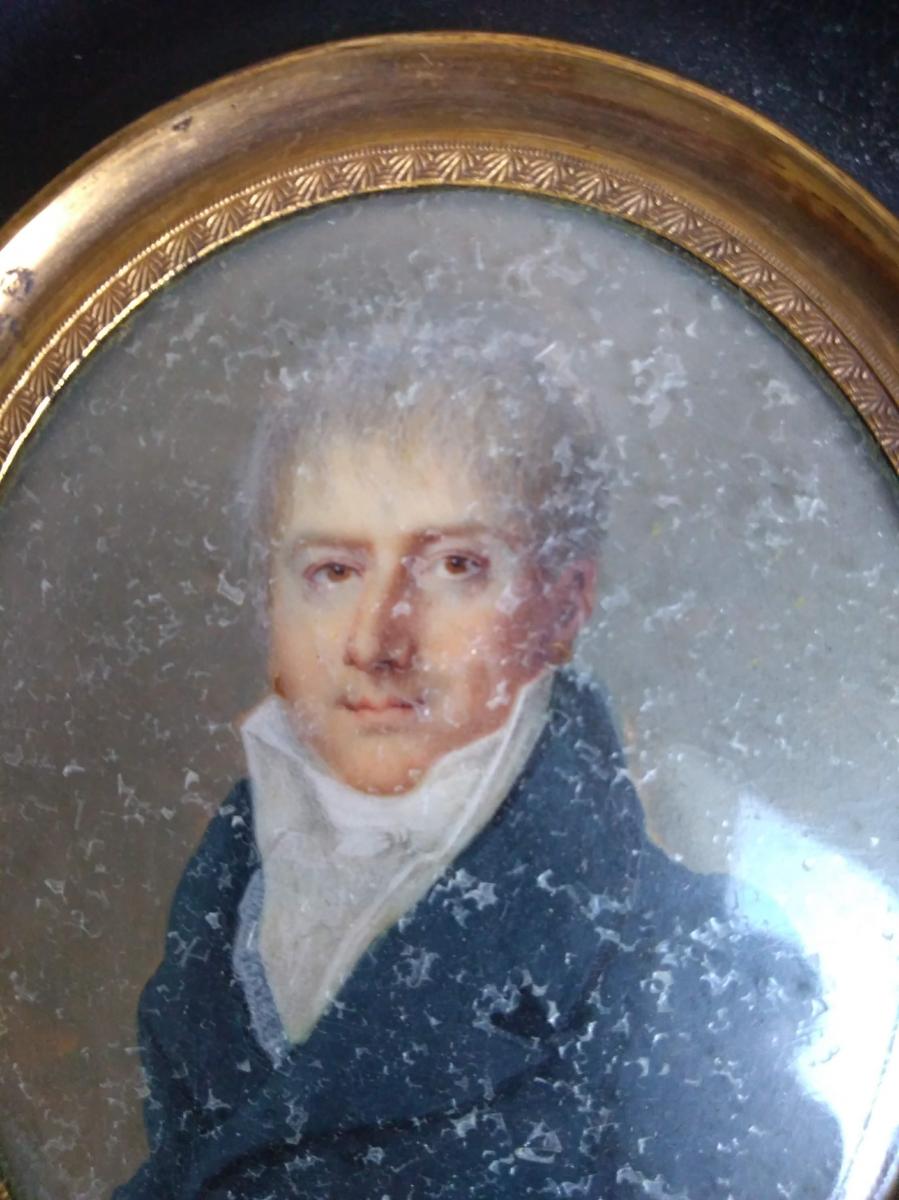 Paire De Miniatures Portraits Signées -photo-4