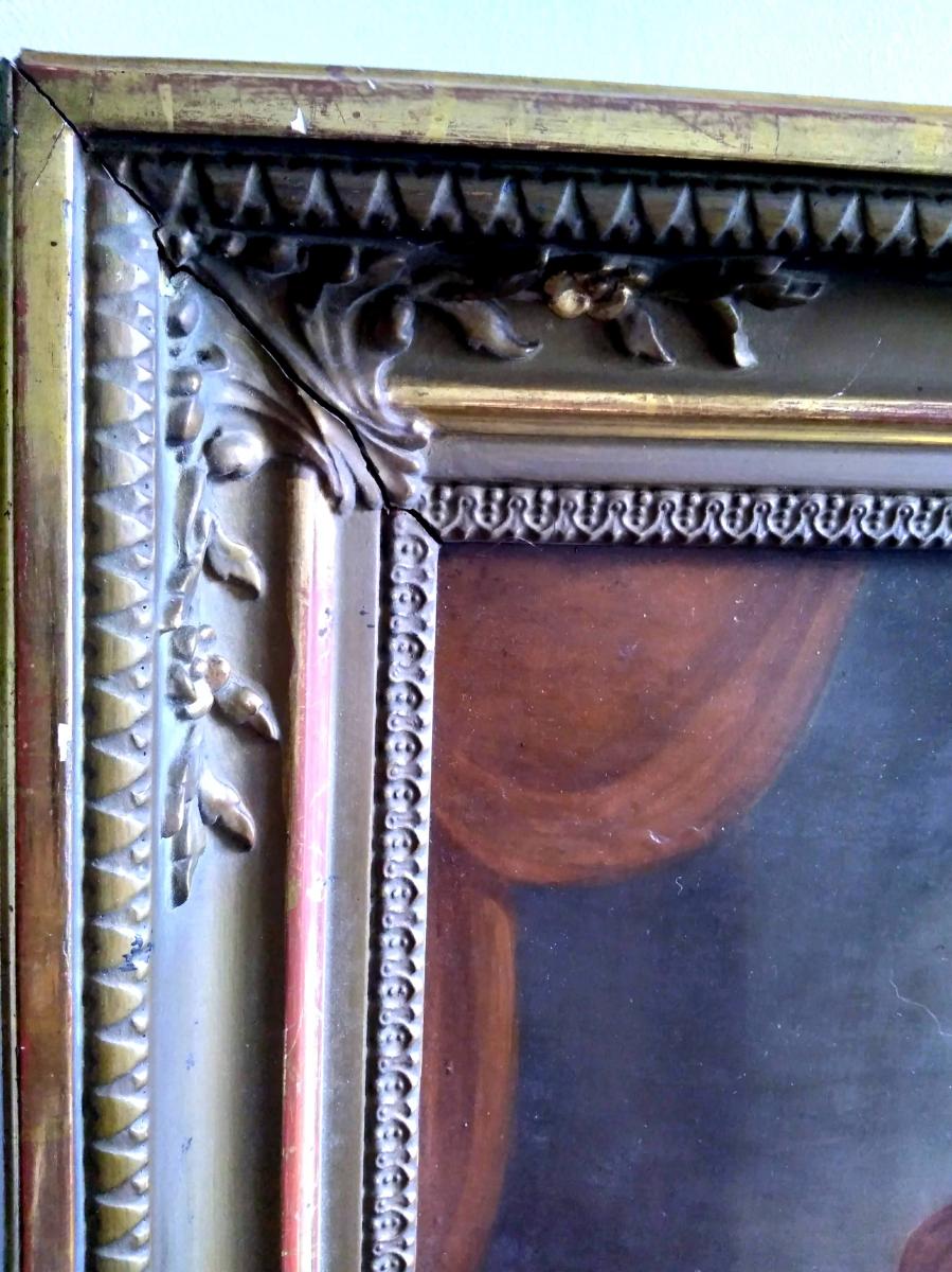 Portrait Young Musician At Clavencin Around 1830. Oil On Panel-photo-4