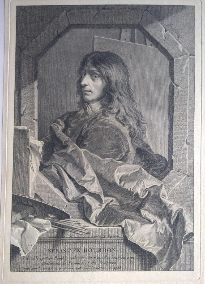 Portrait Gravure Ancienne XVIIIème. Ec. Française Par Rigaud