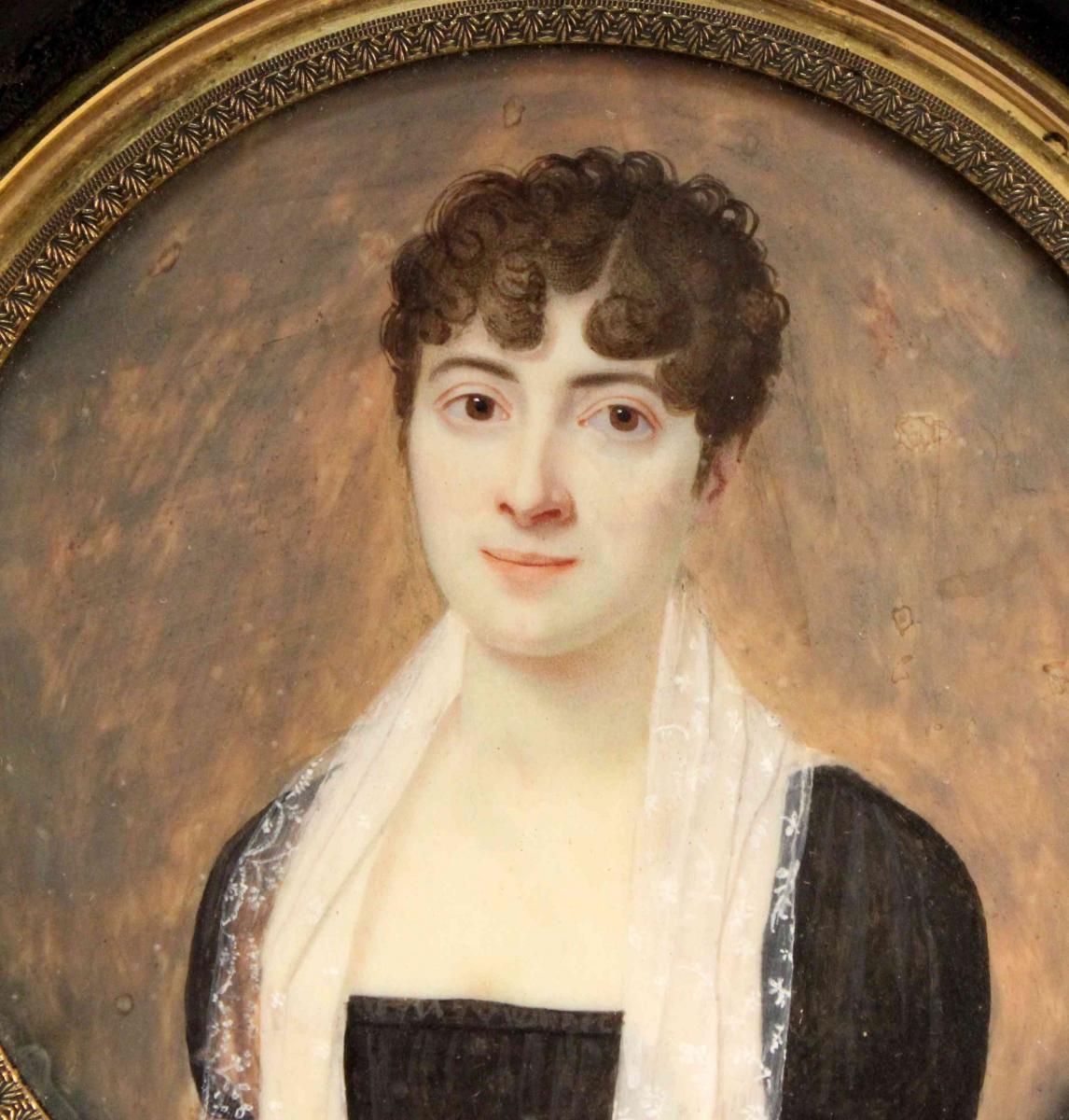 Portrait Miniature Femme époque Empire-photo-2